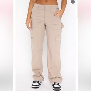 White Fox Know Your Worth beige cargo pants